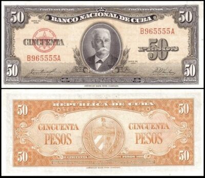 bankbiljetten / 081b / Cuba / 50 Pesos / 1958 / Unc / 81b