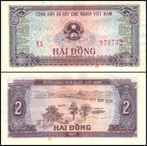 bankbiljetten / 085a / Viet Nam / Vietnam / 2 Dong / 1980 / Unc
