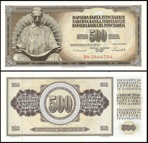 bankbiljetten / 091c / Yugoslavia / Joegoslavie / 500 Dinara / 1986 / Unc