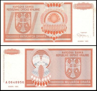 bankbiljetten / R17a / Croatia / Kroatie / 1.000.000.000 Dinara / 1993 / Unc
