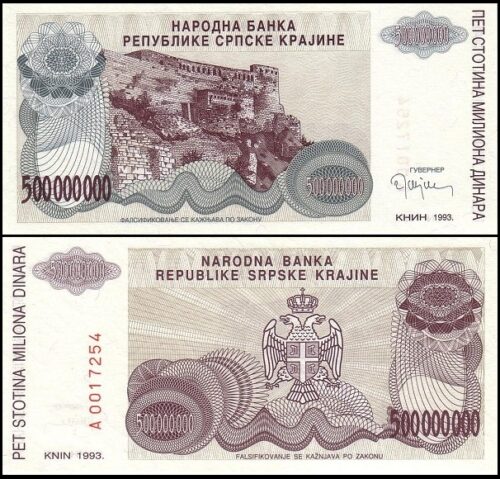 bankbiljetten / R26a / Croatia / Kroatie / 500.000.000 Dinara / 1993 / Unc