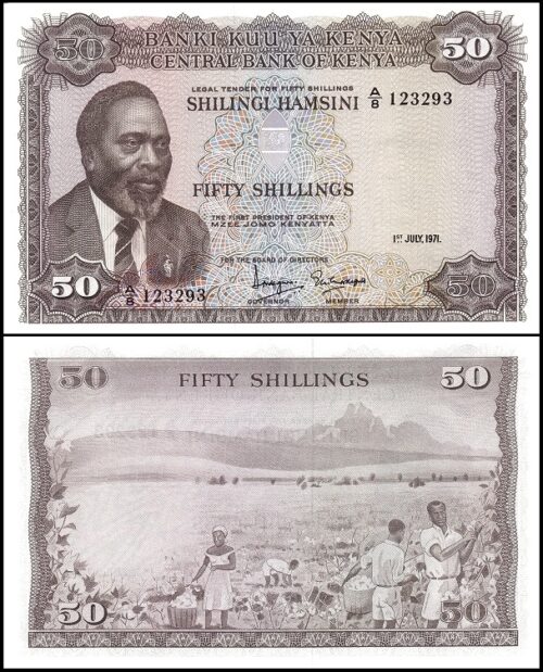 bankbiljetten / 009b / Kenya / Kenia / 50 Shillings / 1971 / Unc