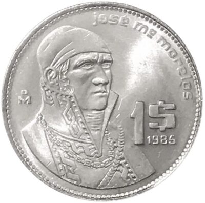 Worldcoins / Km 496 / Mexico / 1985 / 1 Peso / Zf