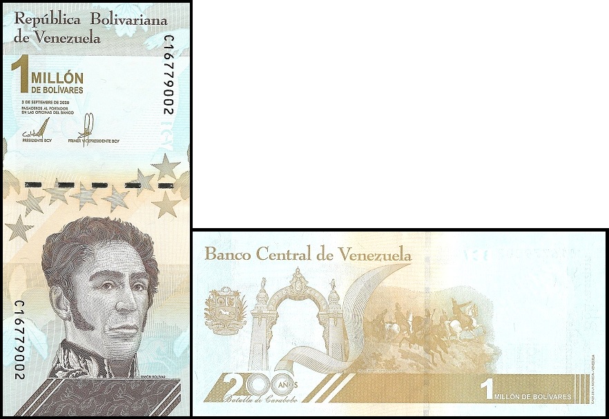 Bankbiljetten 114w venezuela 1000000 bolivares 2020 unc
