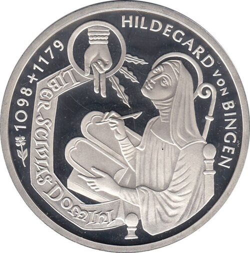 Worldcoins / Km 193 / Germany / 10 Mark / 1998 J / Proof / Hildegard Von Bingen / Zilver 0.925 / In Munthouder