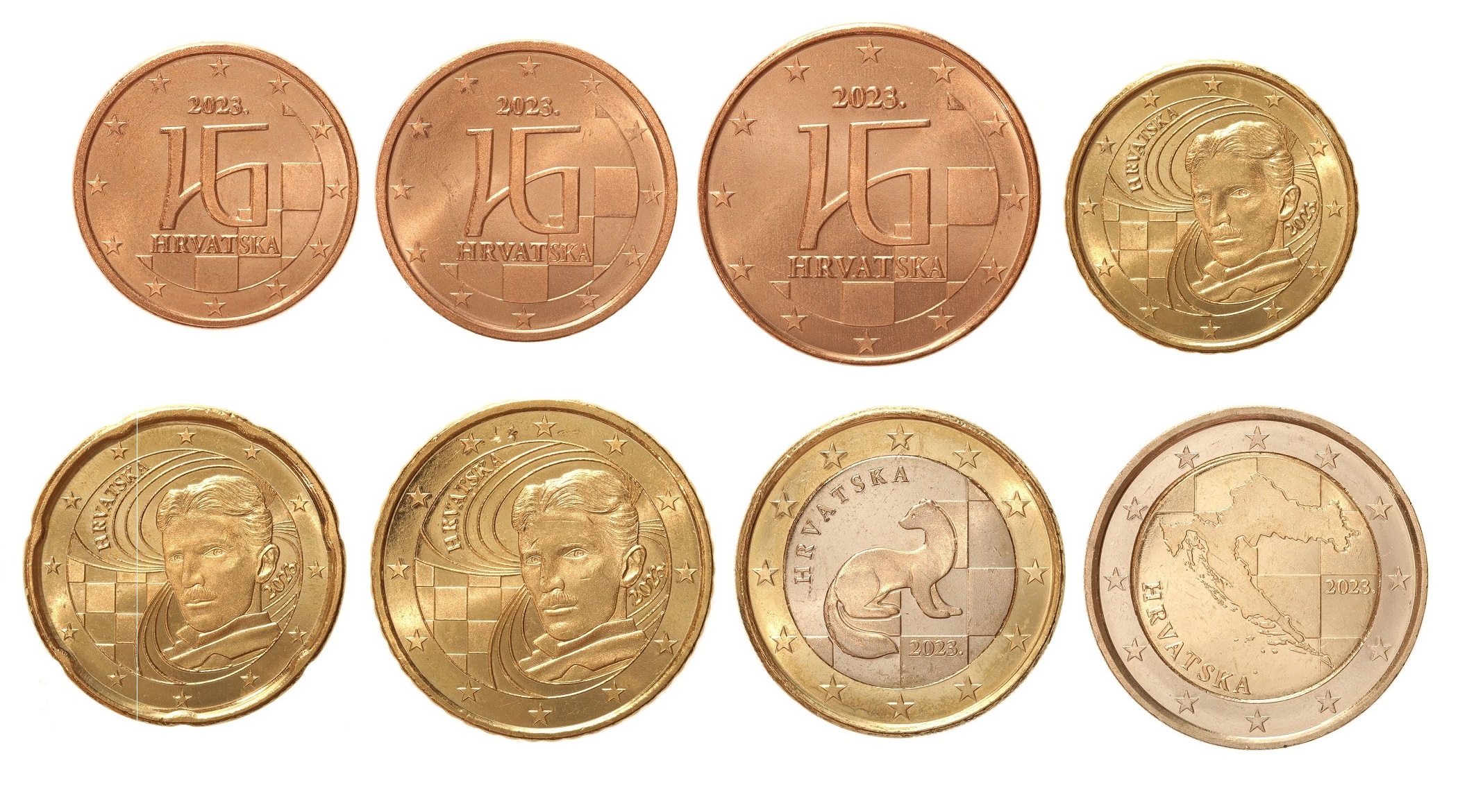 doe niet Vertrek naar dozijn Euromunten / Kroatie / 2023 / Unc / alle 8 munten - Hansmunt
