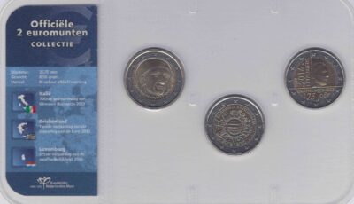Euromunten / Officiële Collectie KNM / 2 Euro / Unc / Luxemburg 2014 Onafhankelijk / Italie 2013 Boccaccio / Griekenland 2012 10 Jaar