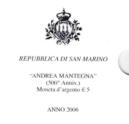 Euromunten / San Marino / 2006 / 5 Euro / Proof / Andrea Mantegna / Zilver 0.925