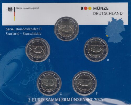 Euromunten / Duitsland / 2025 / Saarland - Saarschleife / JGFDA / 2 Euro / Bu Blister