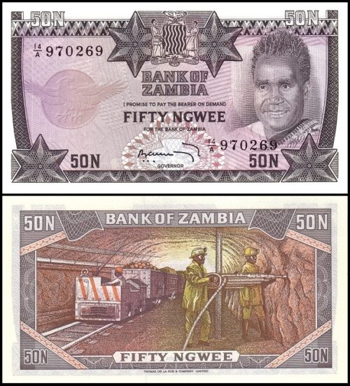 bankbiljetten / 014a / Zambia / 50 Ngwee / Nd(1973) / Unc