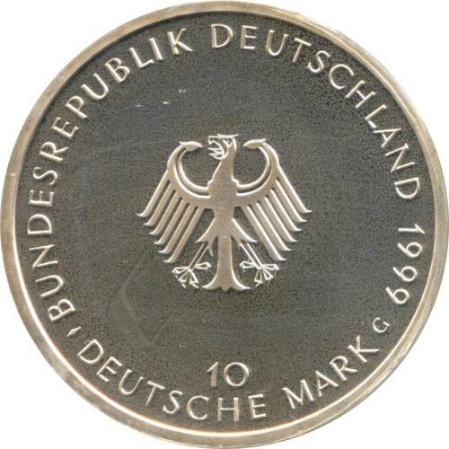 Worldcoins / Km 196 / Germany / 10 Mark / 1999 J / Proof / Grondwet / Zilver 0.925 / In Munthouder - Afbeelding 2