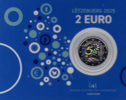 Euromunten / Luxemburg / 2025 / 2 Euro / Coincard / 75e Verjaardag Van De Schuman-Verklaring / Kleur / MMT Raaf