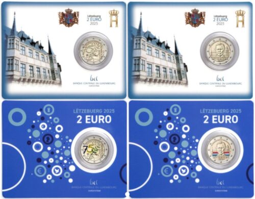Euromunten / Luxemburg / 2025 / 2 Euro / Coincard / Set Van 4 Coincards / Aankondiging