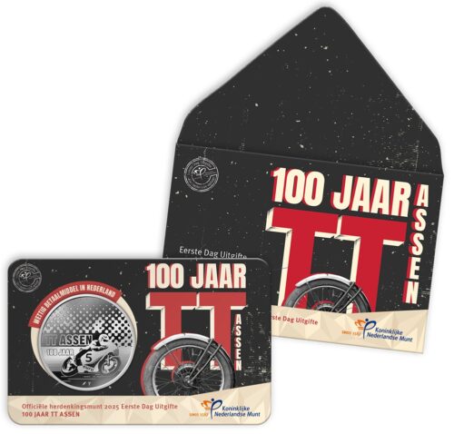 Euromunten / Nederland / 2025 / 5 Euro / Coincard / 100 Jaar TT-Assen / Eerste Dag / Aankondiging