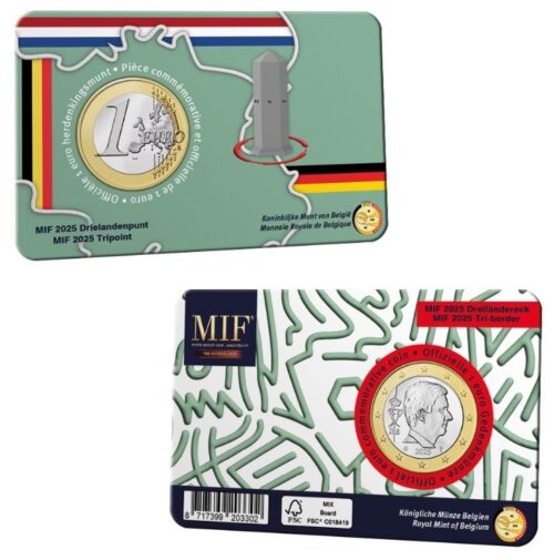 Euromunten / Belgie / 2025 / 1 Euro / Coincard / Mif / Drielandenpunt / Unc / Aankondiging