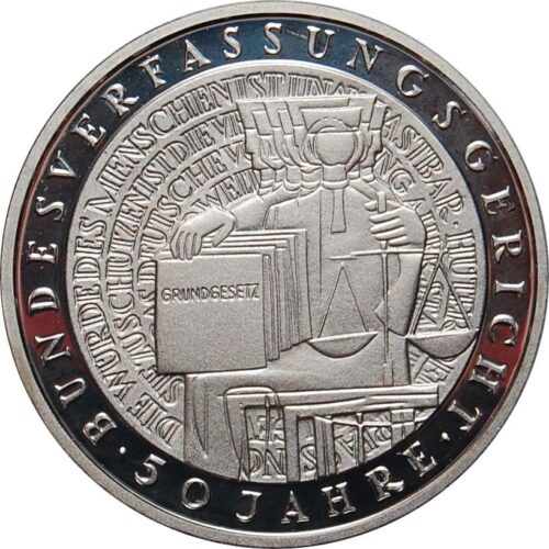Worldcoins / Km 206 / Germany / 10 Mark / 2001 J / Proof / Bundesverfassungsgericht / Zilver 0.925 / In Munthouder