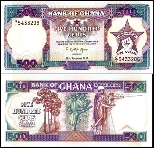 bankbiljetten / 028c1 / Ghana / 500 Cedis / 19-09-1991 / Unc