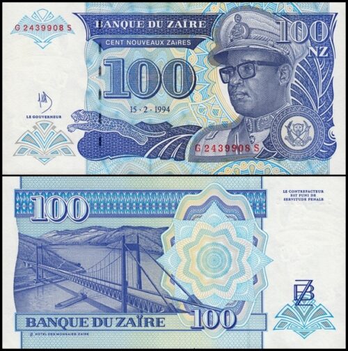 bankbiljetten / 060 / Zaire / 100 Zaires / 1994 / Unc