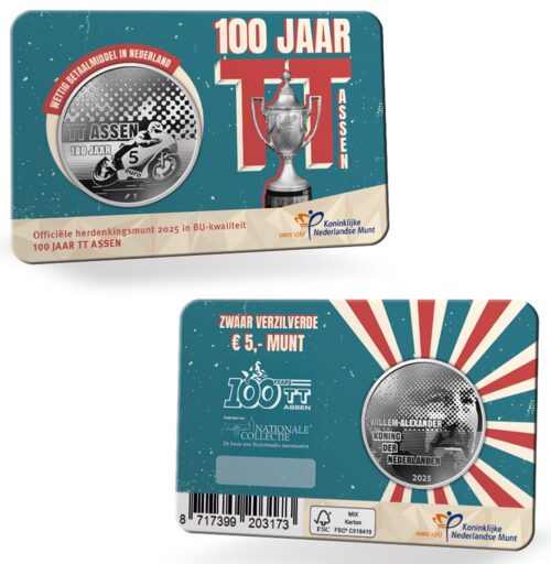 Euromunten / Nederland / 2025 / 5 Euro / Coincard / Bu / 100 Jaar TT-Assen / Aankondiging