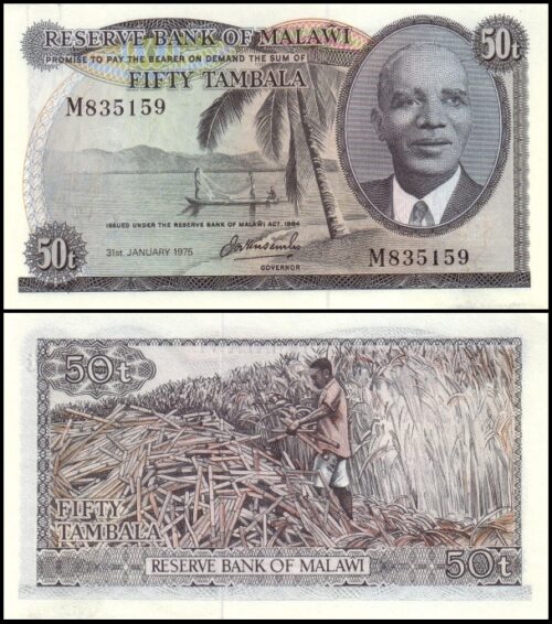 bankbiljetten / 009c / Malawi / 50 Tambala / 1975 / Unc