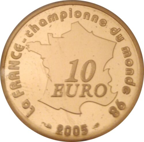 Euromunten / France / Frankrijk / 2005 / 10 Euro / Proof / Gold / 0.920 / Fifa WK Voetbal / In Munthouder - Afbeelding 2
