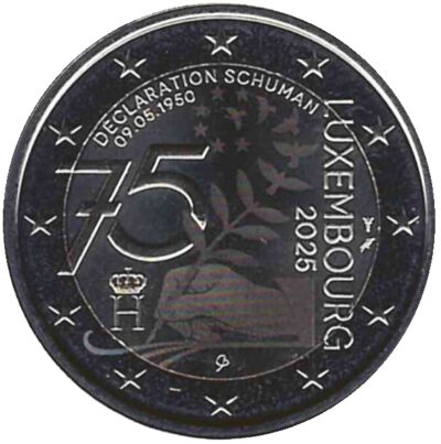 Euromunten / Luxemburg / 2025 / 2 Euro / Unc / 75e Verjaardag Van De Schuman Verklaring / Foto Print