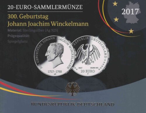 Euromunten / Duitsland / 2017 F / 20 Euro / Proof / Zilver 0.925 / Johann Joachim Winckelmann