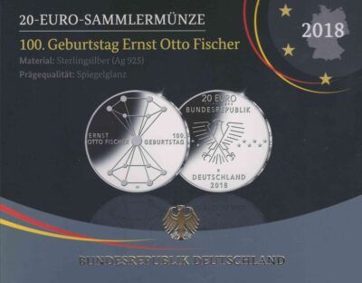 Euromunten / Duitsland / 2018 D / 20 Euro / Proof / Zilver 0.925 / 100ste Geboortedag Van Ernst Otto Fischer