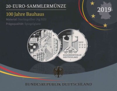 Euromunten / Duitsland / 2019 J / 20 Euro / Proof / Zilver 0.925 / 100 Jaar Bauhaus