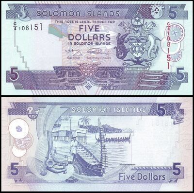 bankbiljetten / 026(2) / Solomon Islands / 5 Dollars / ND / Unc