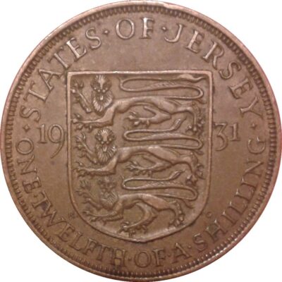 Worldcoins / Km 016 / Jersey / 1/12 Shilling / 1935/ Pr