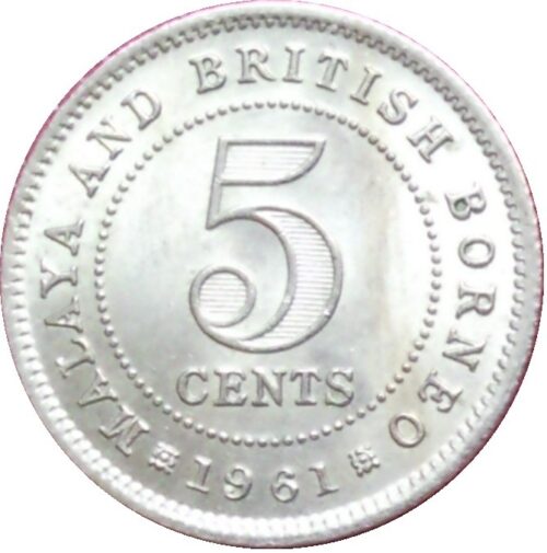 Worldcoins / Km 01 / Malaysia / Maleisie / 5 Cents / 1961 / Zf - Afbeelding 2