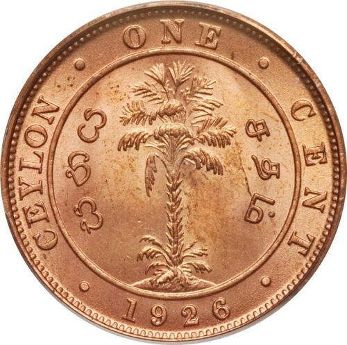Worldcoins / Km 107 / Ceylon / 1926 / 1 Cent / Zf