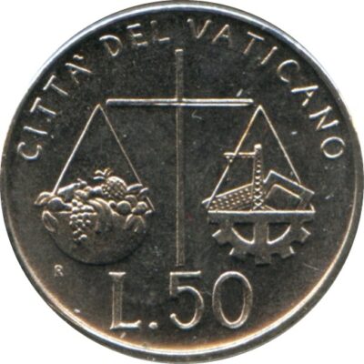 Worldcoins / Km 238 / Vatican City / Vaticaanstad / 50 Lire / 1992 / Unc