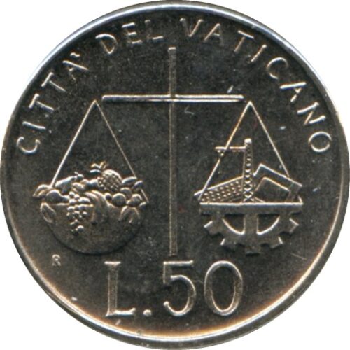 Worldcoins / Km 238 / Vatican City / Vaticaanstad / 50 Lire / 1992 / Unc