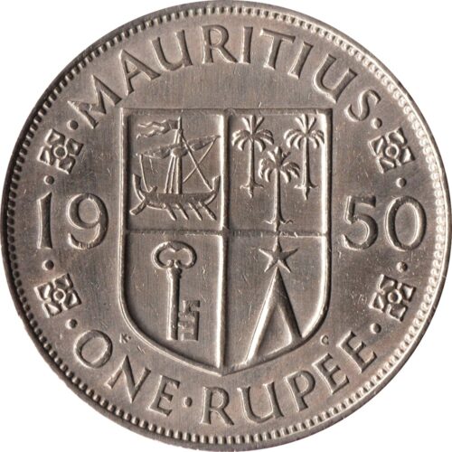 Worldcoins / Km 029.1 / Mauritius / 1950 / 1 Rupee / Zf