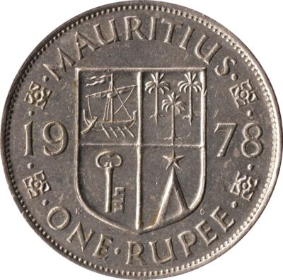Worldcoins / Km 035.1 / Mauritius / 1975 / 1 Rupee / Zf
