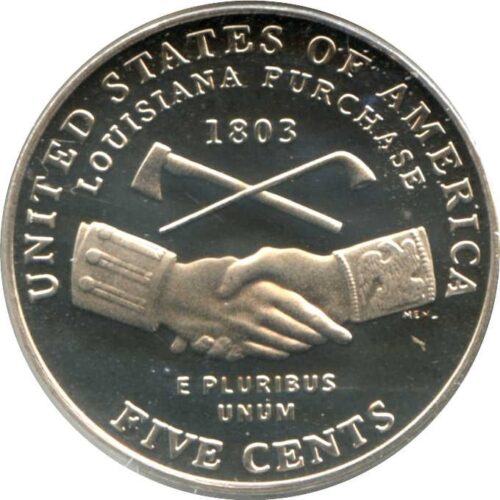 Worldcoins / Km 360 / United States of America / 2004 D / 5 Cent / Unc / Lewis & Clark - Shake Hands