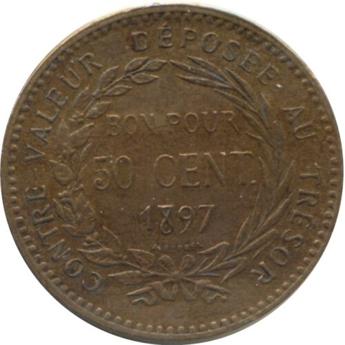 Worldcoins / Km 040 / Martinique / 1897 / 50 Cent / Fr - Afbeelding 2