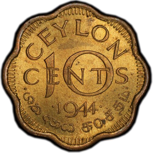 Worldcoins / Km 118 / Ceylon / 1944 / 10 Cents / Zf