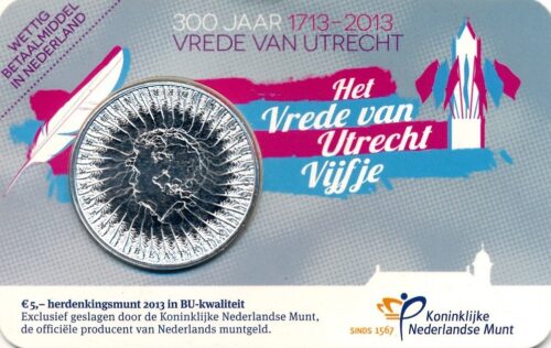 Euromunten / Nederland / 2013 / 5 Euro / Coincard / Bu / Vrede Van Utrecht