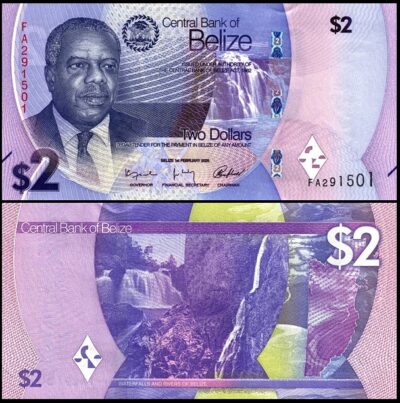 bankbiljetten / 073 / Belize / 2 Dollars / 2025 / Unc