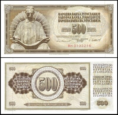 bankbiljetten / 091b / Yugoslavia / Joegoslavie / 500 Dinara / 1981 / Unc