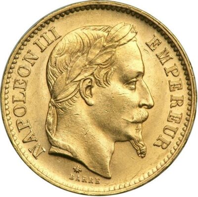 Worldcoins / Km 801 BB / France / Frankrijk / 1865 / 20 France / Pr / Gold 0.900