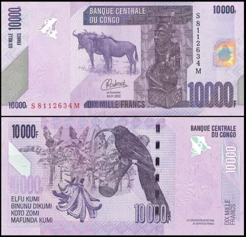 bankbiljetten / 103d / Congo Democratic Republic / Congo Dem. Republiek / 10000 Francs / 2022 / Unc