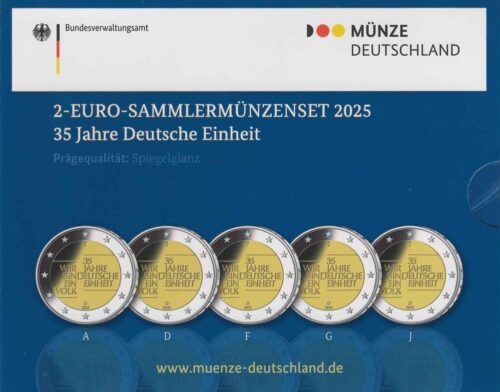 Euromunten / Duitsland / 2025 / 35 Jaar Duitse Eenheid / JGFDA / 2 Euro / Proof