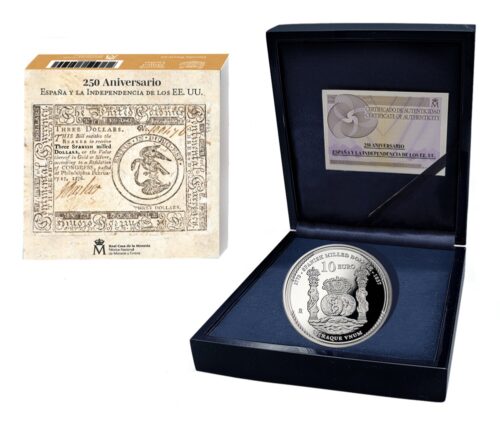 Euromunten / Spanje / 2025 / 10 Euro / Proof / 250 Jaar Onafhankelijkheid USA / Eerste Amerikaanse Dollar / Zilver 0.925 - Afbeelding 3