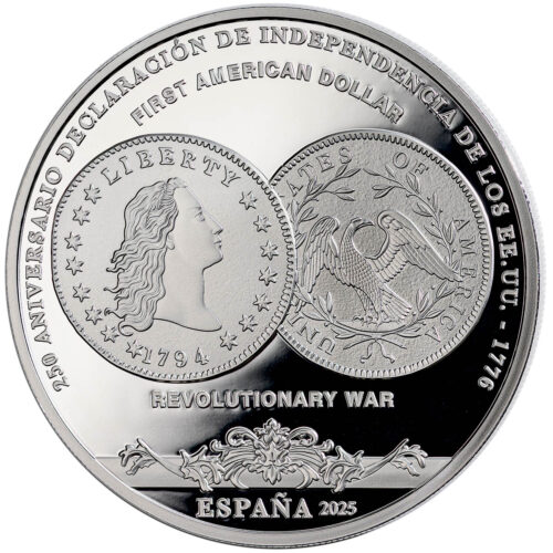 Euromunten / Spanje / 2025 / 10 Euro / Proof / 250 Jaar Onafhankelijkheid USA / Eerste Amerikaanse Dollar / Zilver 0.925