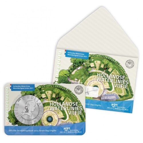 Euromunten / Nederland / 2025 / 5 Euro / Coincard / Hollandse Waterlinies / Eerste Dag / Aankondiging