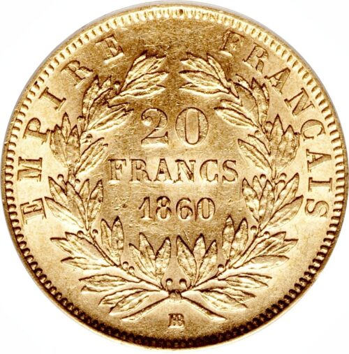 Worldcoins / Km 781 A / France / Frankrijk / 1860 / 20 France / Zf+ / Gold 0.900 - Afbeelding 2
